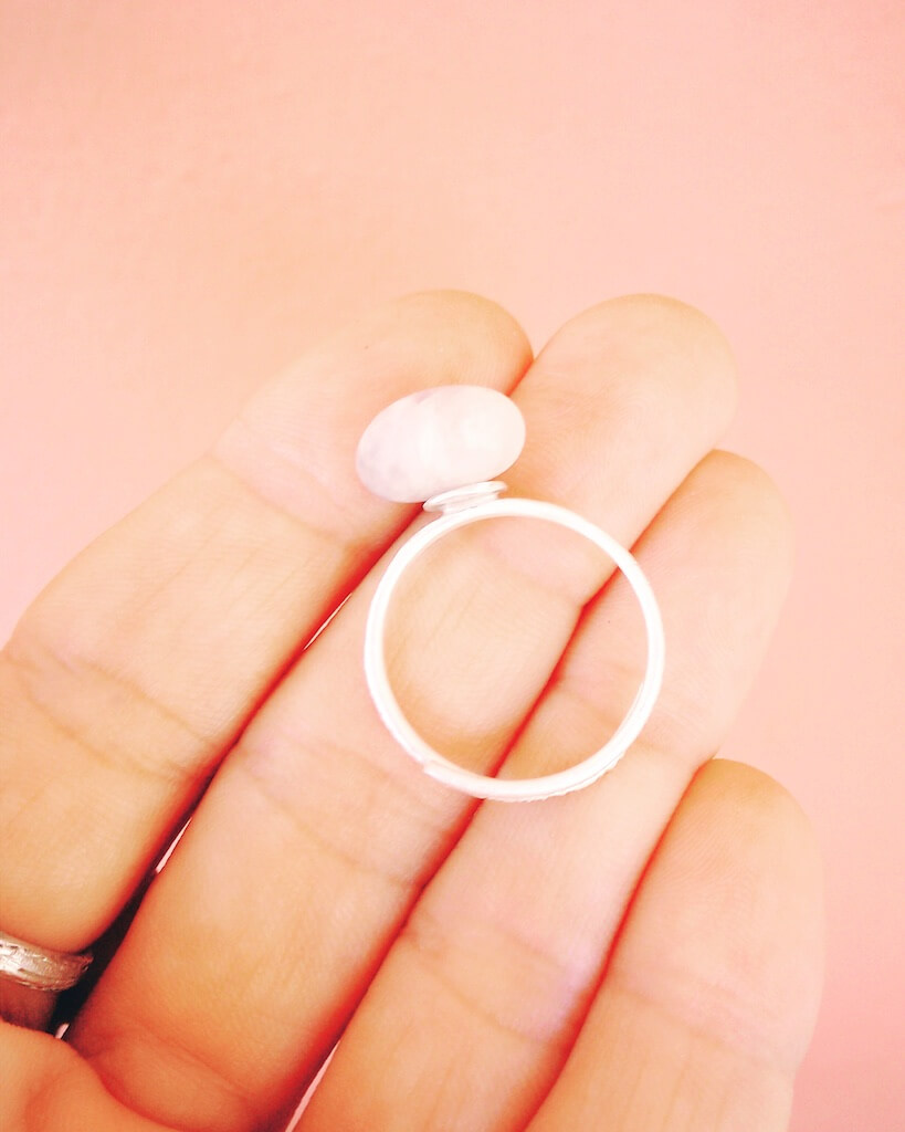 The white pebble ring and the bracelet are the first pieces that I started making.