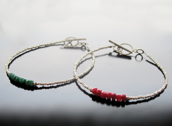 emerald, ruby bracelets