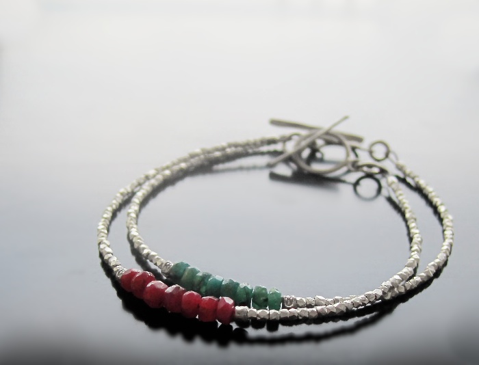 emerald, ruby bracelets