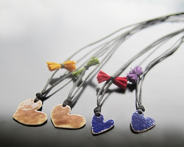 enameled heart pendantd