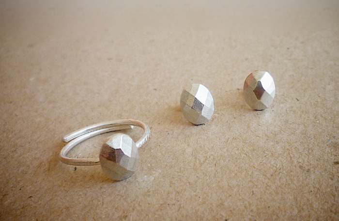 faceted ring, earrings