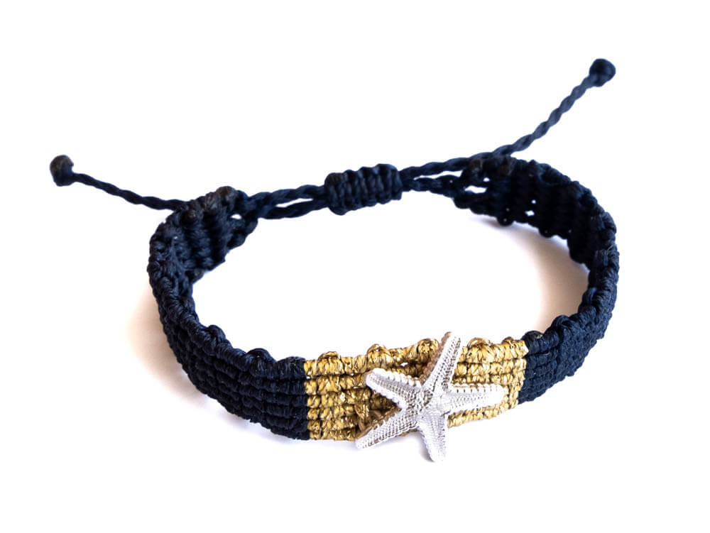 Starfish and anchor macrame bracelets.