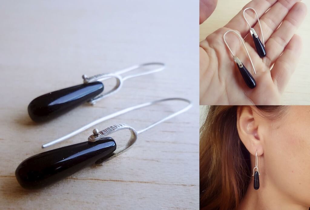 Black onyx earrings and new versions of the sea urchin earrings.