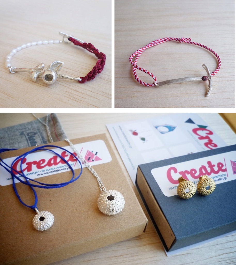 Botanical bracelet with pearls, ice axe bracelet and of course, my beloced sea urchins!