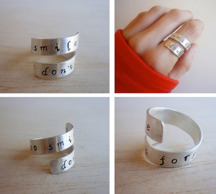 Then came the "Don't forget to smile" ring and also a version of the same phrase in german.