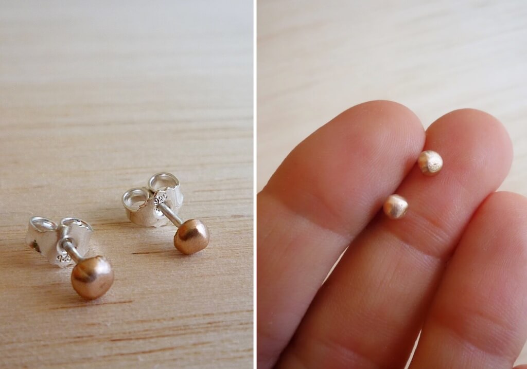 After putting the last finishing touches on these 14k rose gold & silver pebble earrings, they are now ready to go!