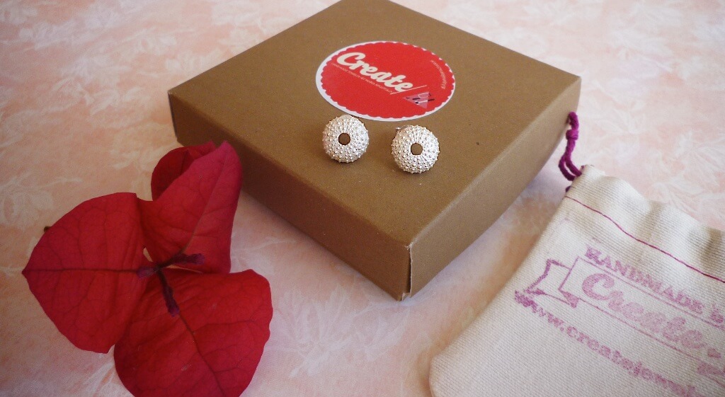 These sea urchin stud earrings were sent to the winner of the recent giveaway that I hosted on my Facebook page.