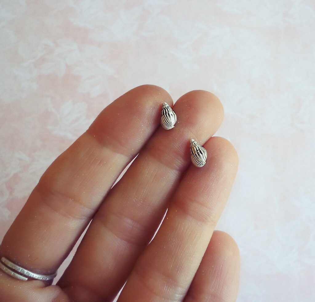 These tiny seashells can also be worn as stud earrings.