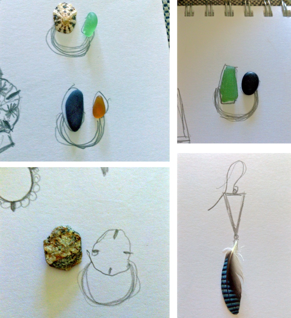 Arrangements and sketches of gemstones and natural materials, soon to become new pieces!