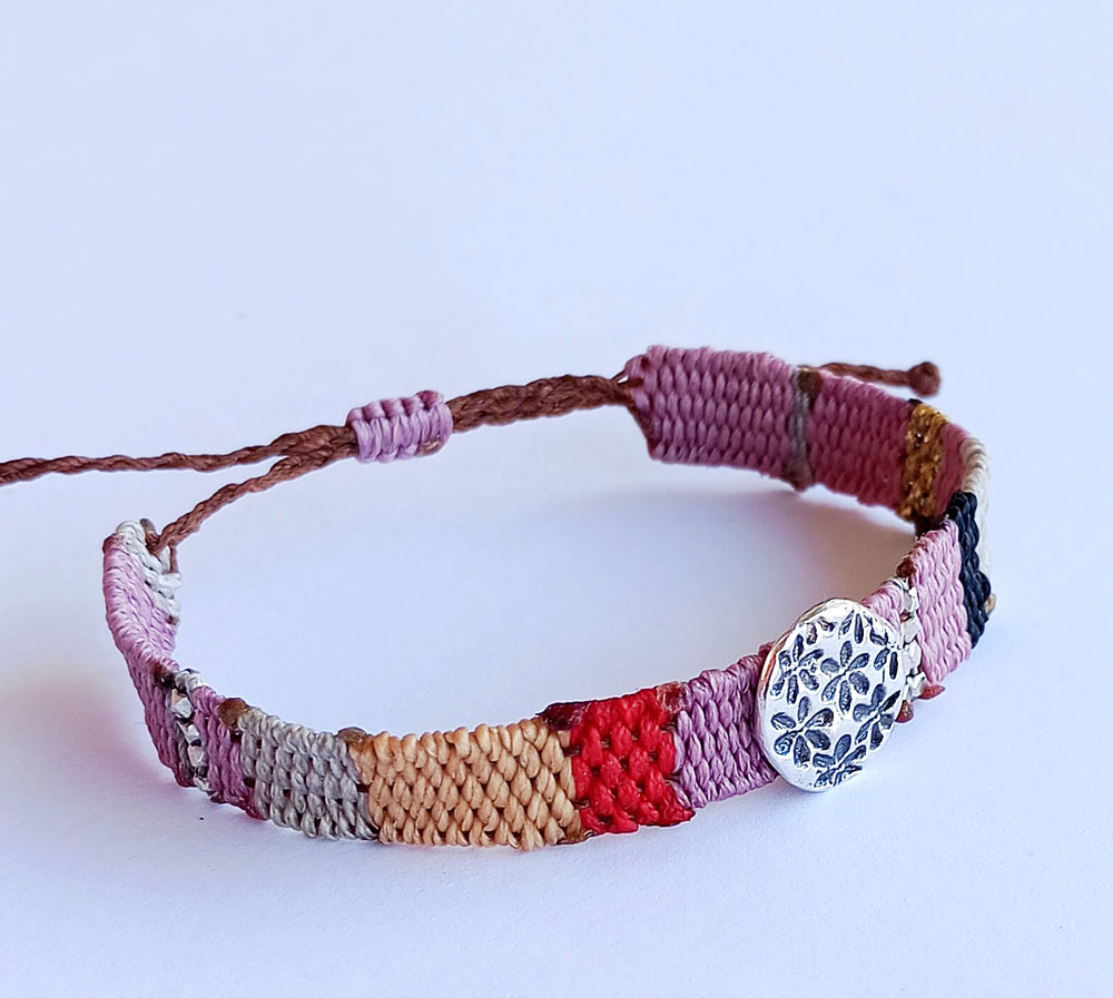Handwoven Sterling Silver Floral Bracelet - Image 3