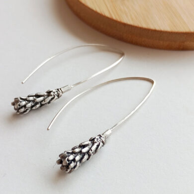 Sterling Silver Pinecone Earrings – Botanical Earrings